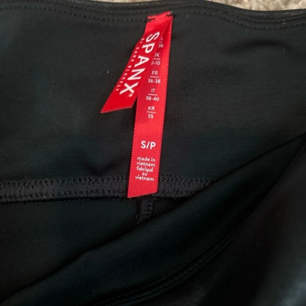 Spanx Shorts‎ Black Biker High Waisted FauxLeather 7